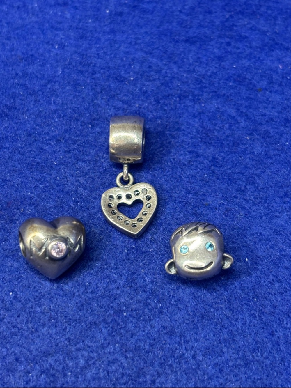Soufeel Sterling Silver Heart & Boy Charm Lot - Blue Accent Stones